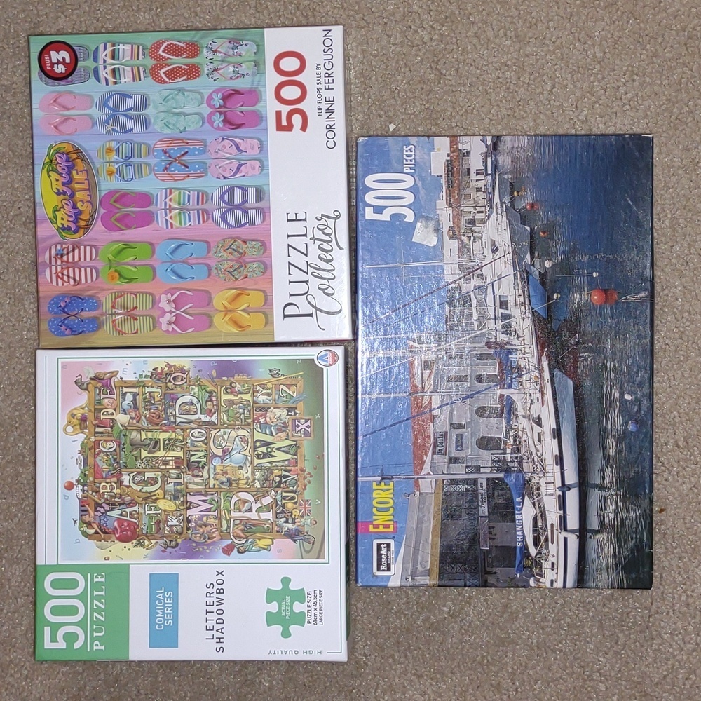 Three 500 Piece Jigsaw Puzzles